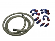 Fuel Line Kit Fits Audi 4Cyl. Vehicles, Universal Type (Braided SS Hose + Accessories) 